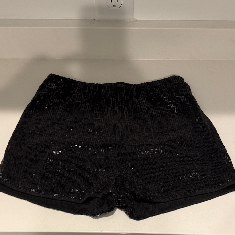 Bozzolo Black Sequin High Waist Shorts. Size L